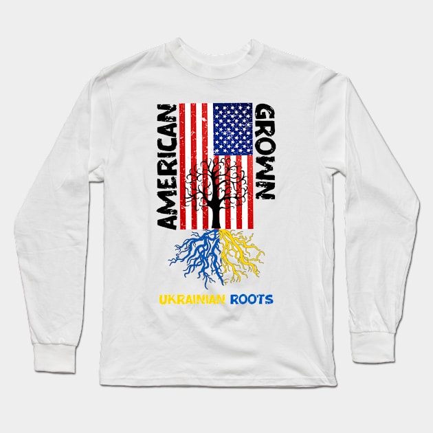 American Grown Ukrainian Roots Long Sleeve T-Shirt by Cor Designs
